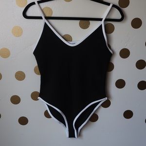 Black Bodysuit with white trim